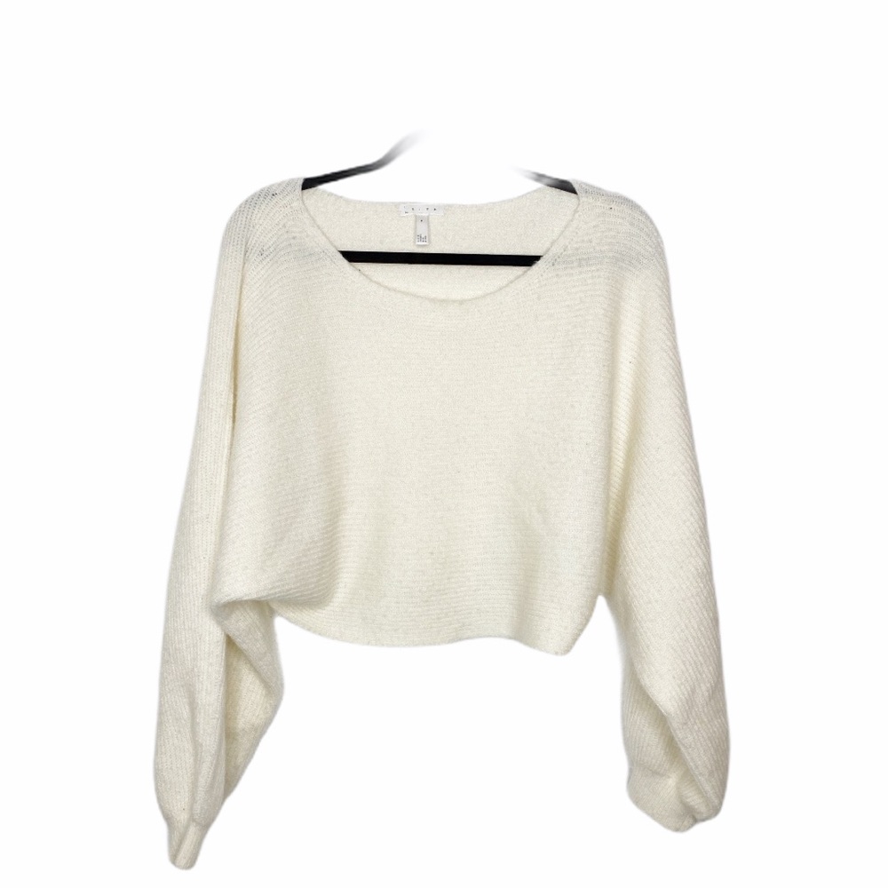LEITH Cream Colored Off-White Cropped Sweater